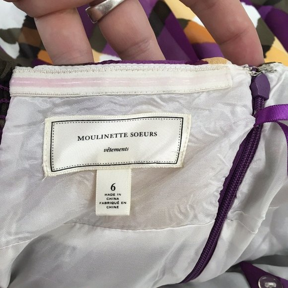 Moulinette Soeurs Anthropologie Etty Halter Dress Sz 6 Purple Orange Plaid Retro - Picture 11 of 13